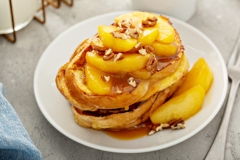 stack of caramel apple french toast