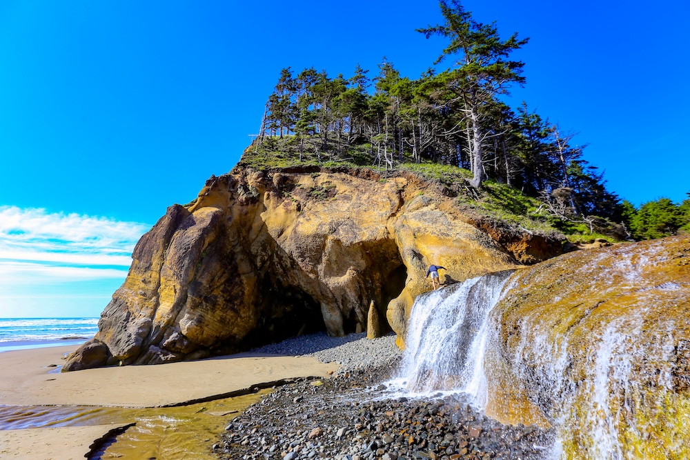 Hug Point State Park Caves and Waterfall