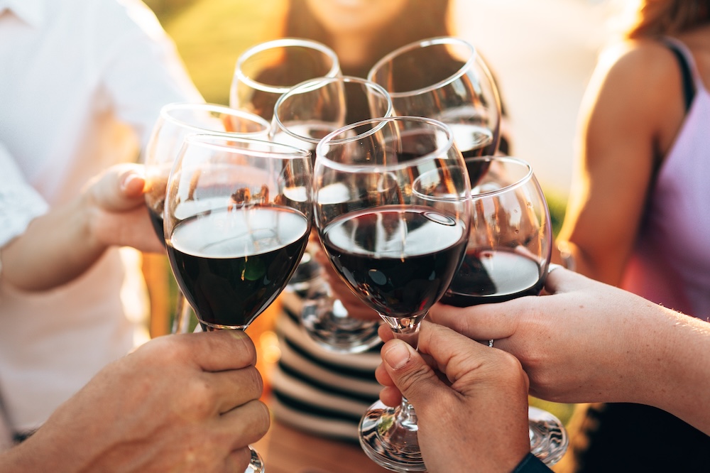 friends toasting with wine glasses
