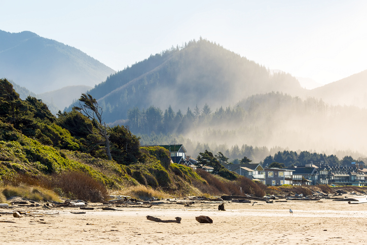 Vacation homes along Cannon Beach Oregon Coast