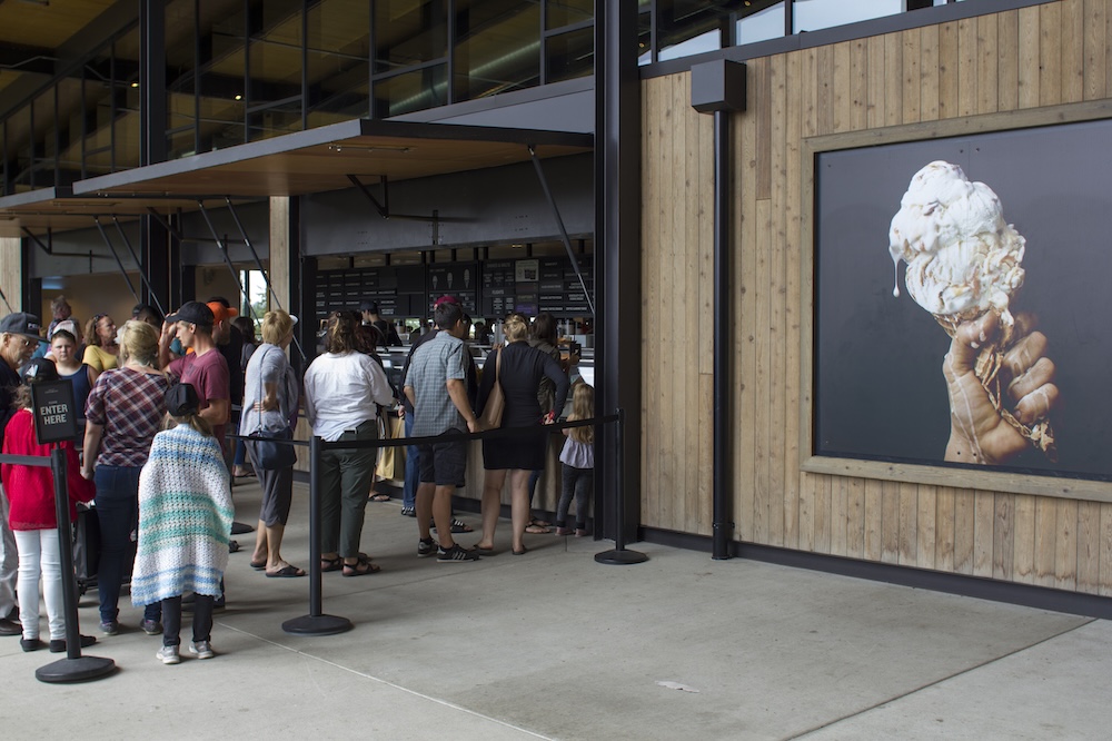 Line outside the Tillamook Creamery Ice Cream counter