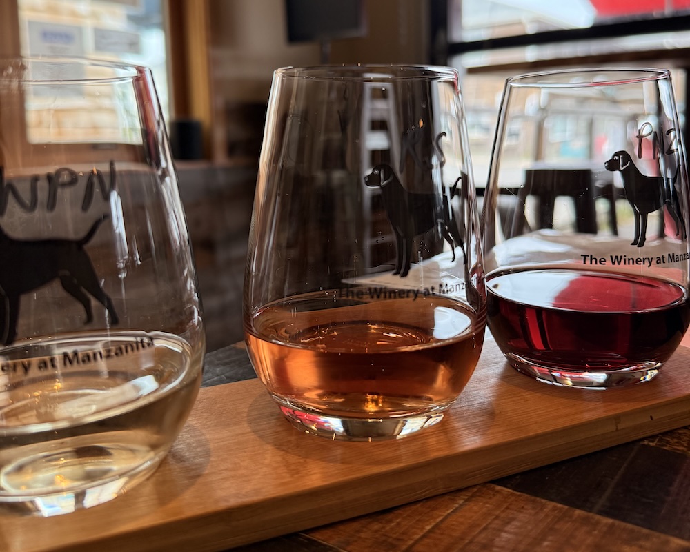 wine flight at the manzanita winery