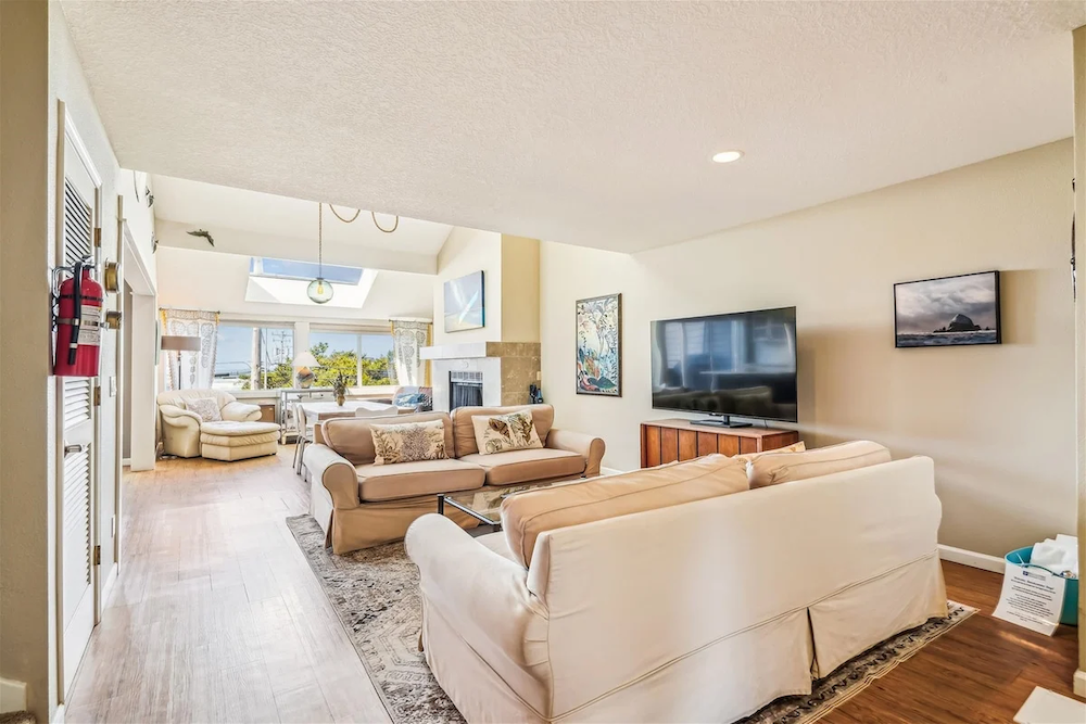 living room view of cannon beach vacation rental
